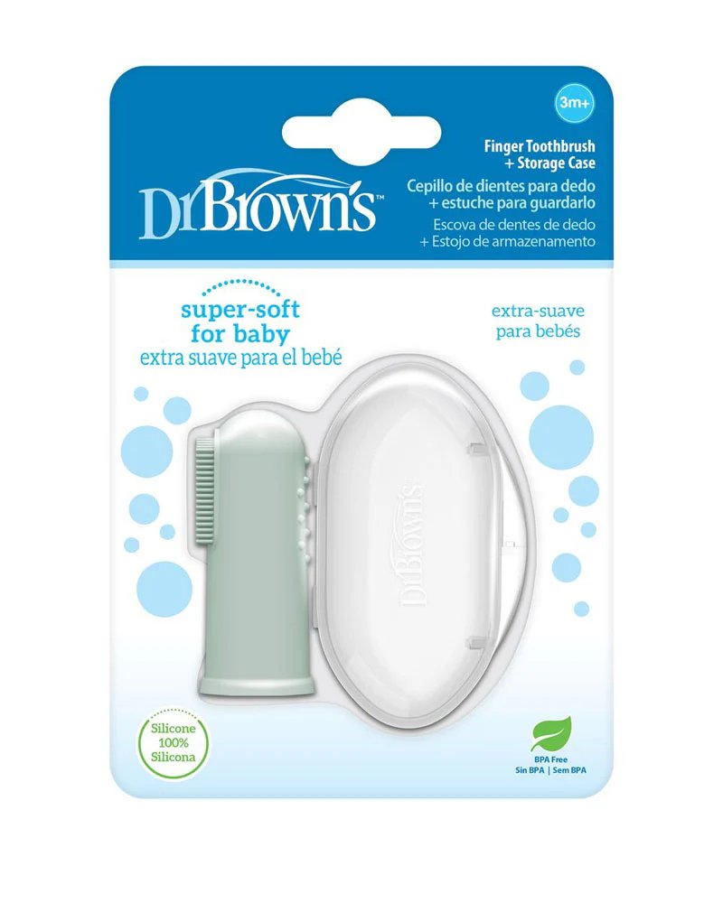 Dr. Brown&#039;s Brosse à dents en silicone avec étui 3M+ - Vert
