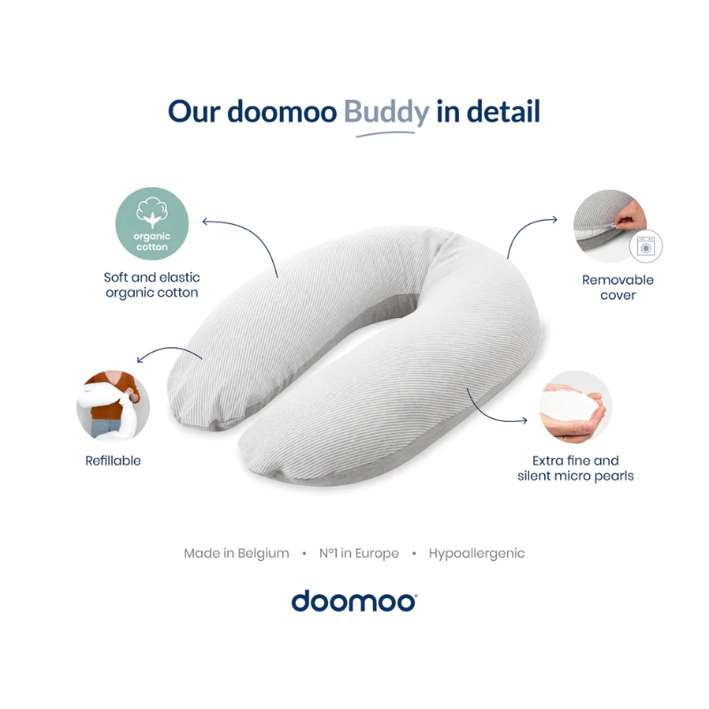 Doomoo Coussin d'Allaitement et Maternité Buddy - Cloudy Pink
