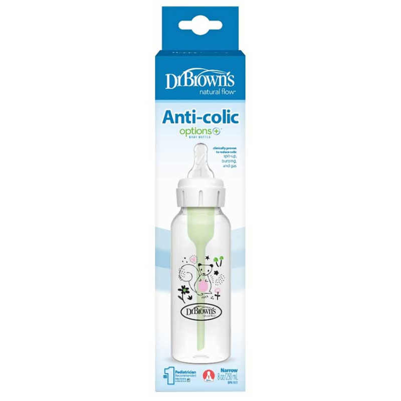Biberon étroit anti-colique Dr. Brown's Option+, écureuil, 250 ml,