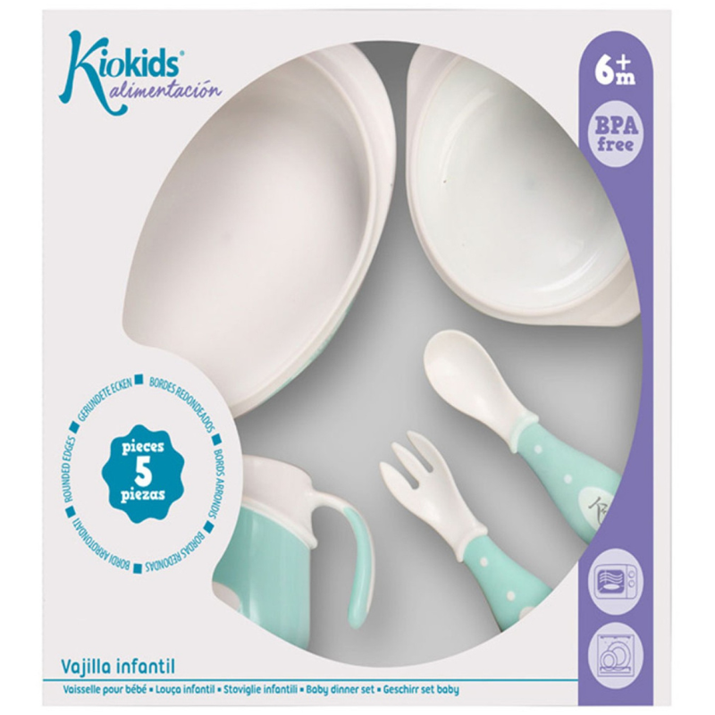 KIOKIDS Vaisselle Bebe 5 Pieces Bleu