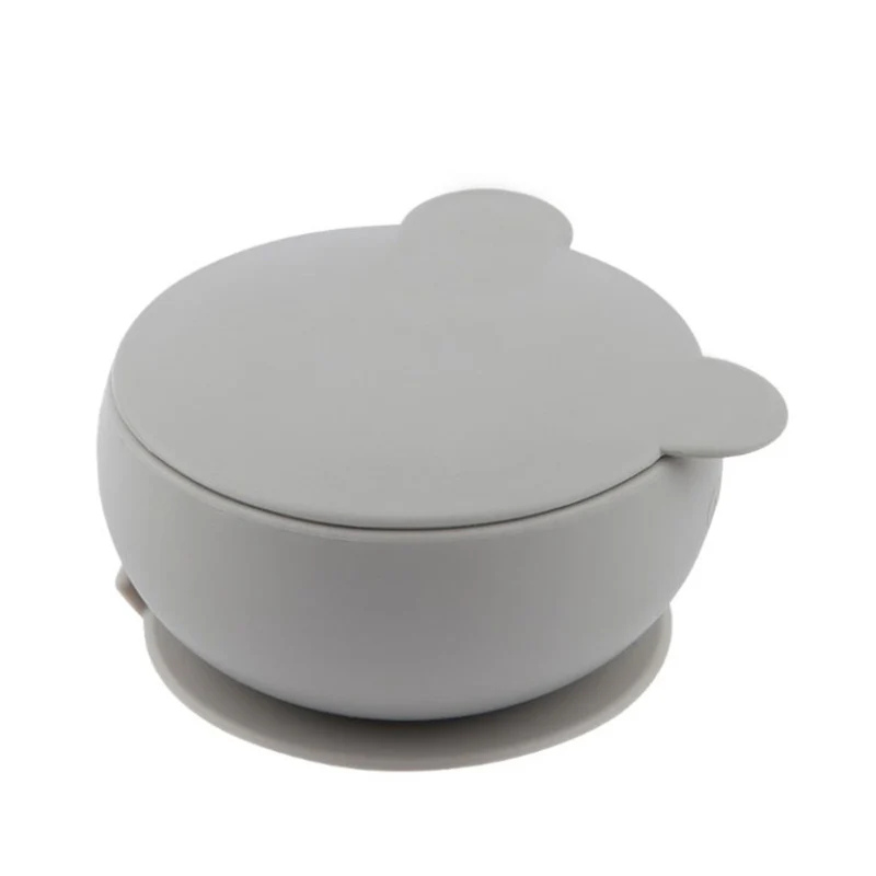 Set en Silicone MINIKOIOI : Bol Gobelet Cuillère – Gris