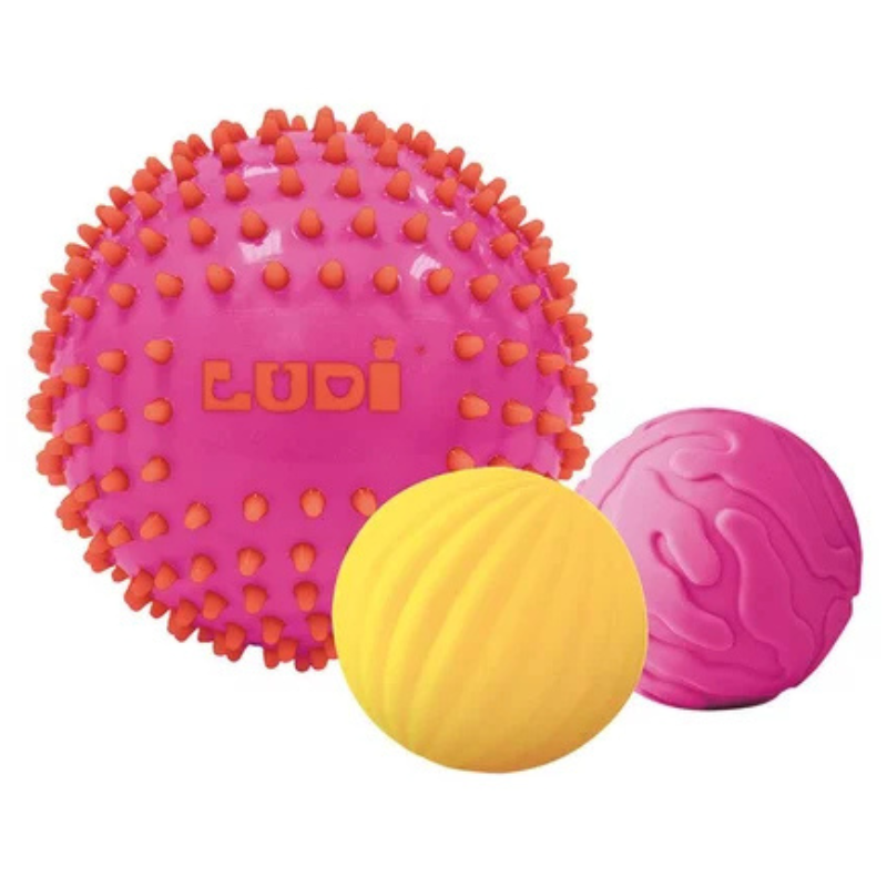 Coffret 3 Balles Sensorielles Roses – LUDI