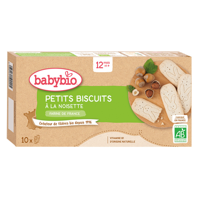 Babybio Petits Biscuits à la Noisette – Dès 12 mois – Lot de 10 x 2 biscuits
