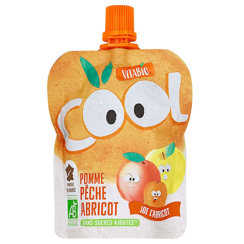 Vitabio Cool Fruits Pomme Pêche Abricot Bio Gourde 90g