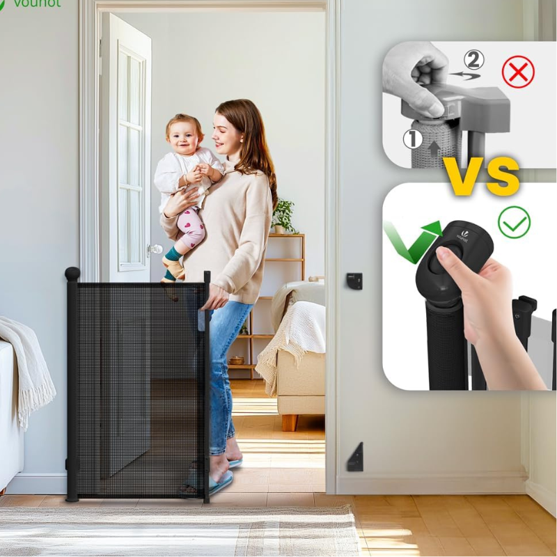 Barrière de Sécurité Rétractable pour Bébé 0-140 cm