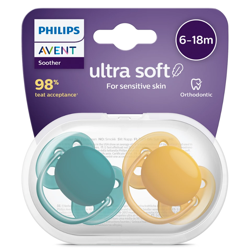 Lot 2 Sucettes Ultra Soft Philips Avent 6-18m | Tétines Souples et Orthodontiques
