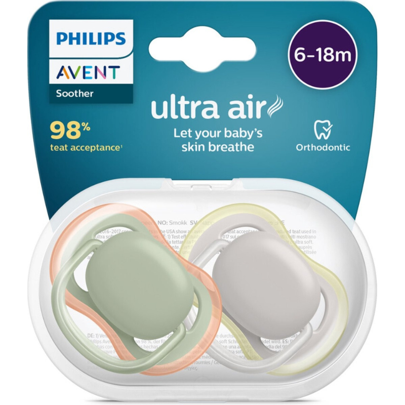 Lot de 2 sucettes Ultra Air 6/18m AVENT Uni  SCF085/20