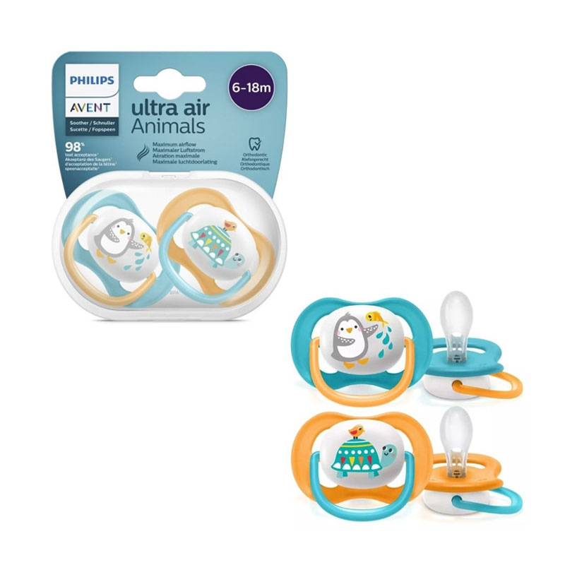 Ultra Air Animals Philips Avent 6-18M 2 Sucettes Blue Fantasy