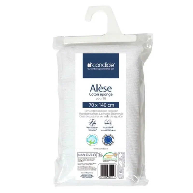 xx Alèse bébé éponge 70x140cm blanc -Candide