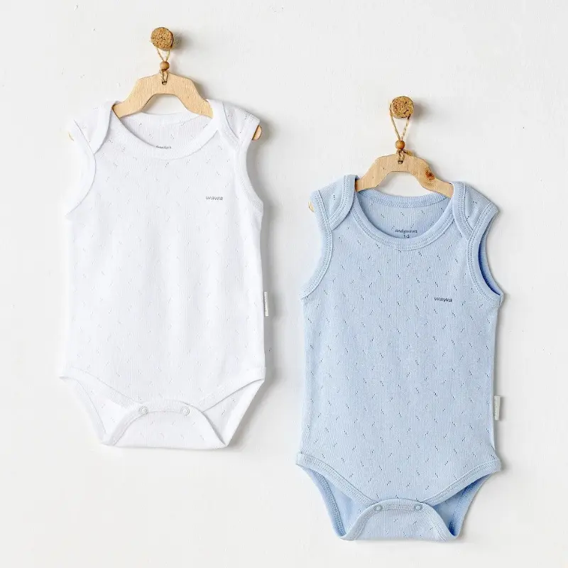 xx Andywawa Lot 2 Body Sans Manches 100% Coton Blue