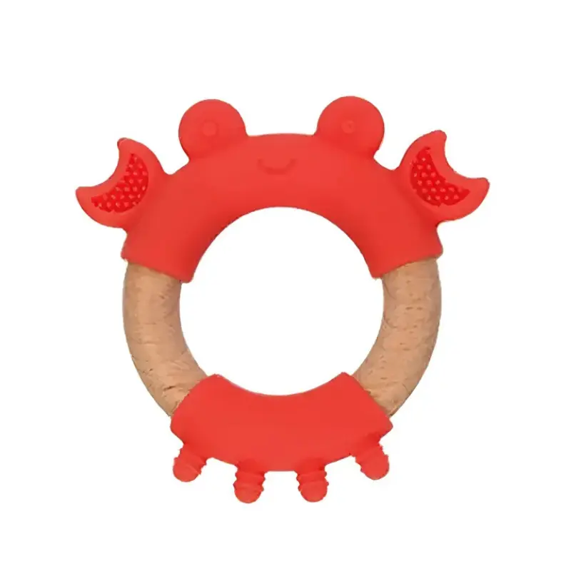 Anneau de Dentition en Bois et Silicone 3m+ - Hippopotame