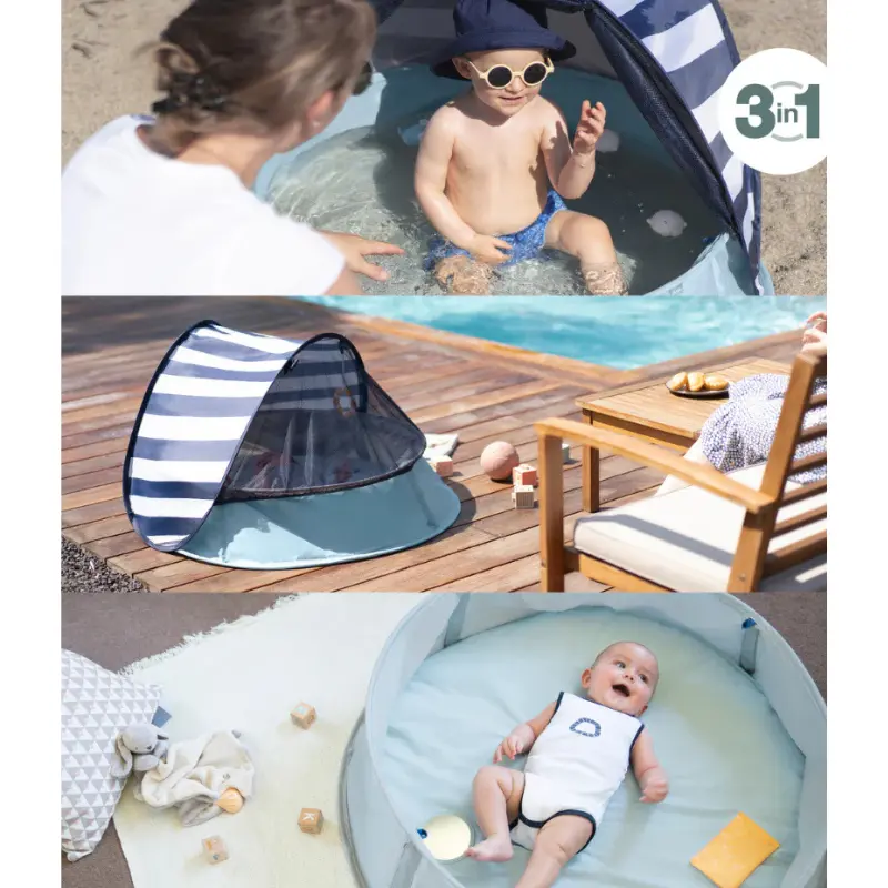 Aquani Aire de Jeux et Piscine Anti-UV FPS 50+ Marinière - BABYMOOV