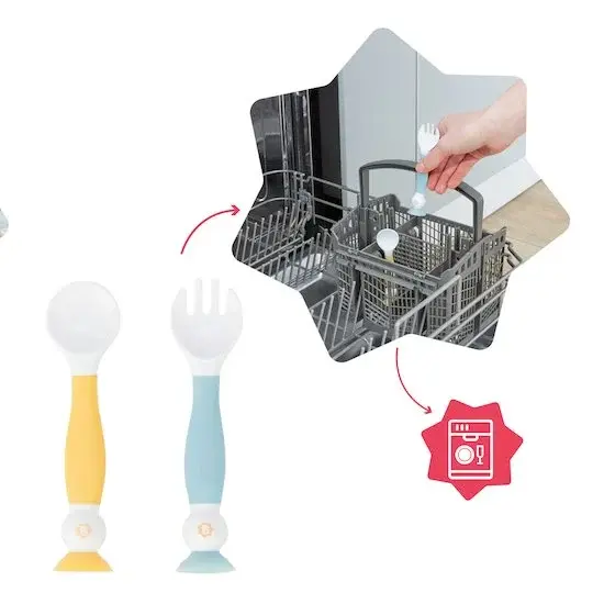 Badabulle Couverts d'apprentissage flexibles Multicolore
