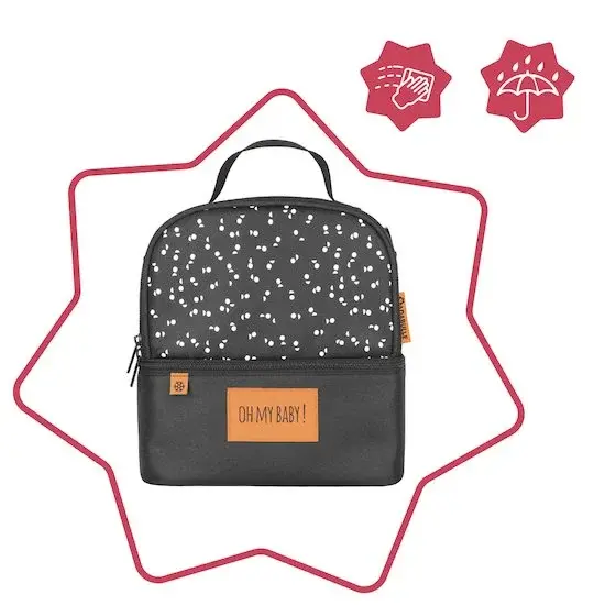 Badabulle Sac isotherme repas, 2 compartiments Gris/Blanc