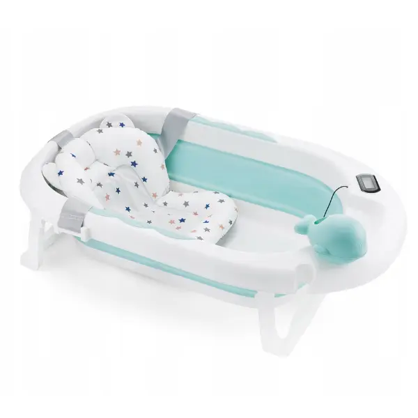 xx Baignoire Bébé Pliable avec Coussin Ergonomique Antidérapant - Blue