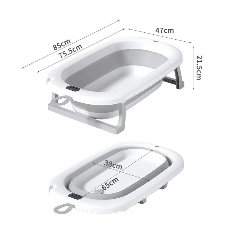 Baignoire Bébé Pliable avec Seau et Gobelet  3 en 1 Gris