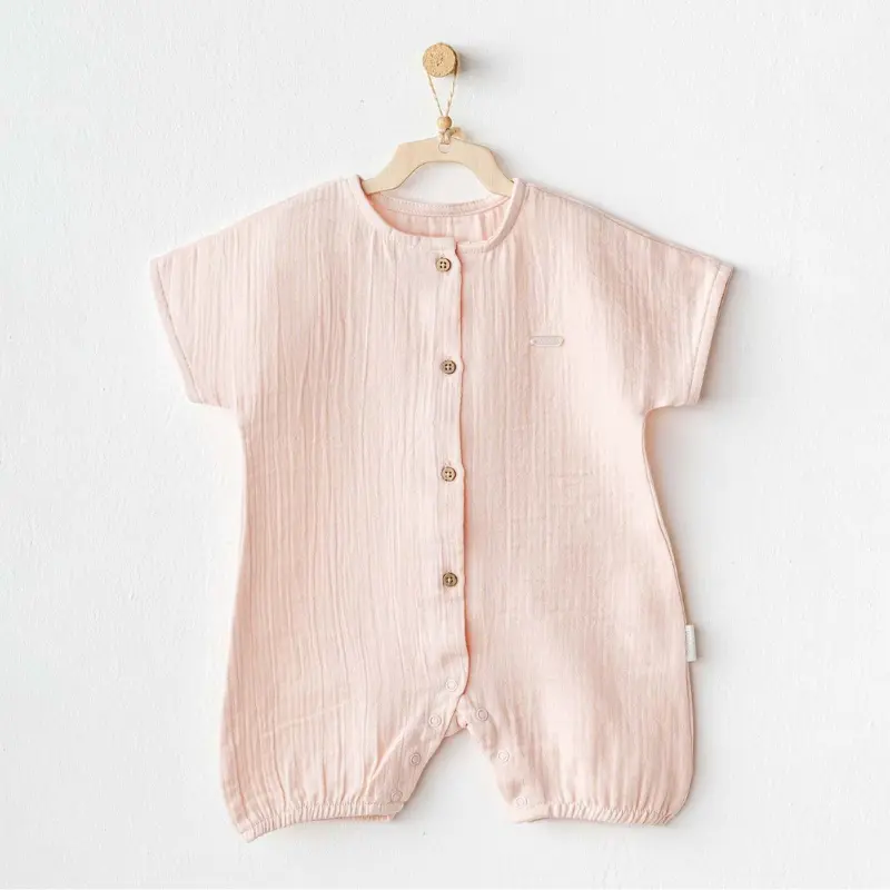 Barboteuse en mousseline rose - Andywawa