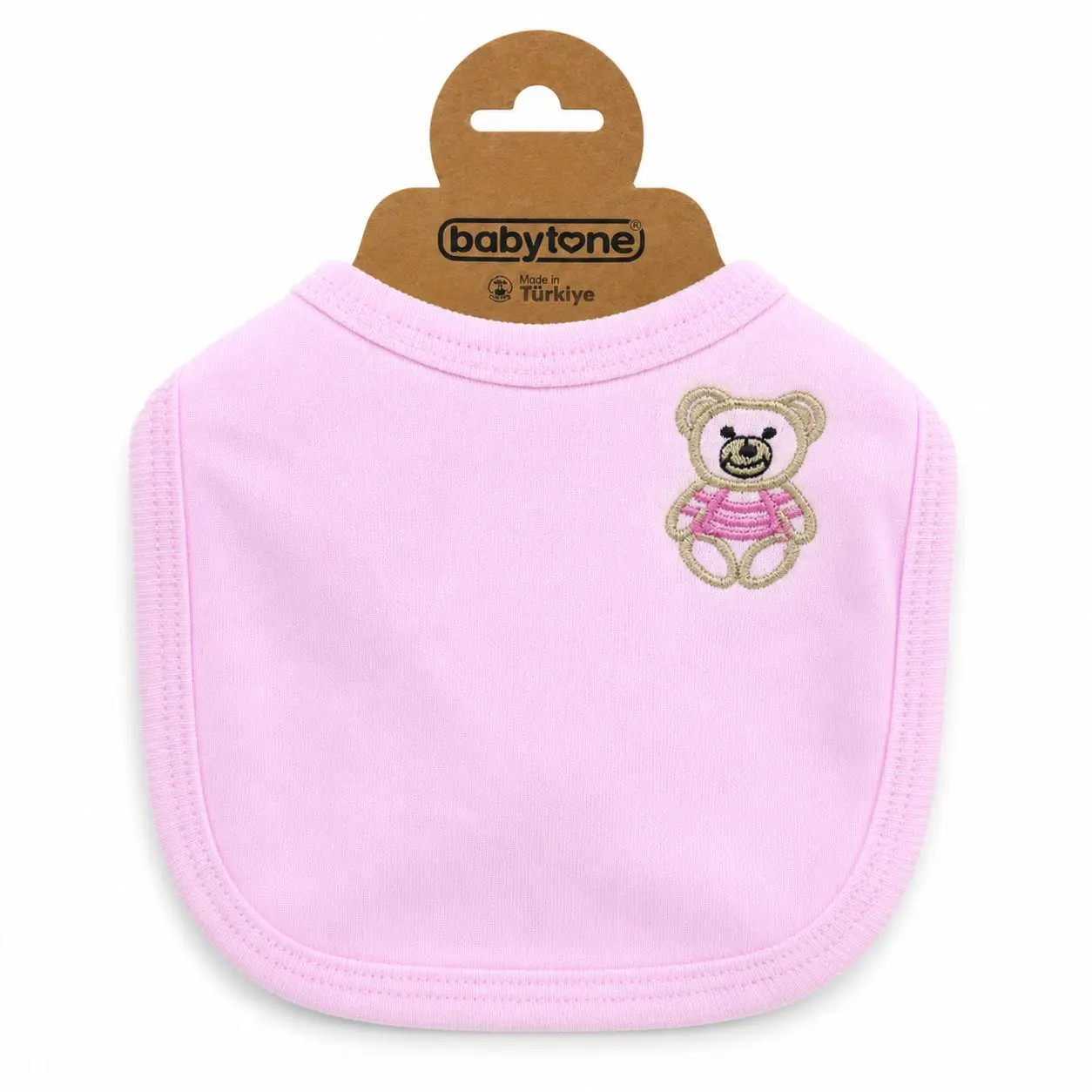 Bavoir pour Bébé Babytone - Rose avec Broderie Petit Ours