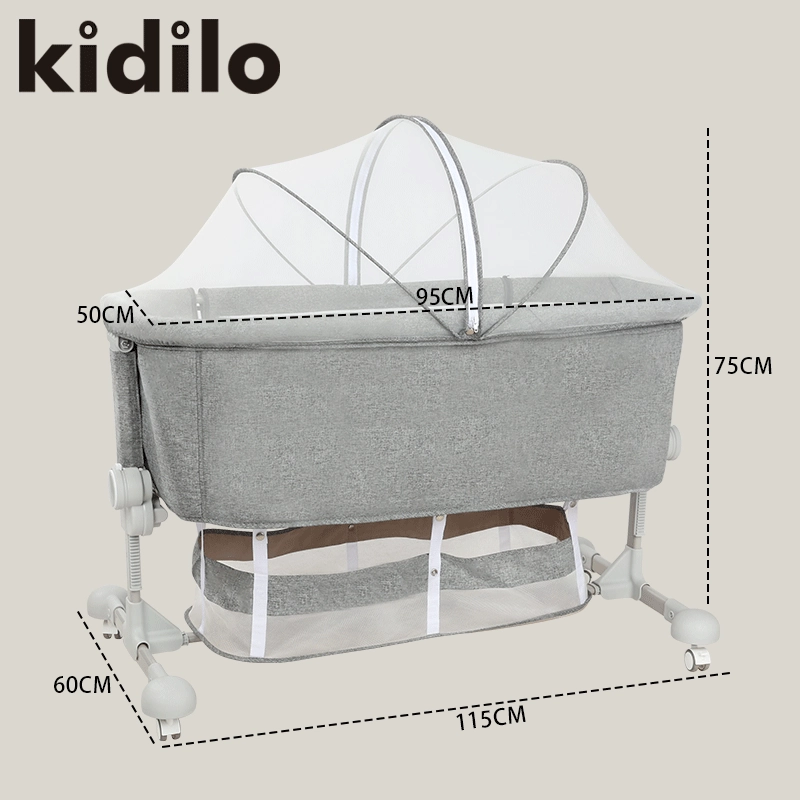 Berceau Bébé Multifonction Kidilo – Moustiquaire et Roulettes – Beige