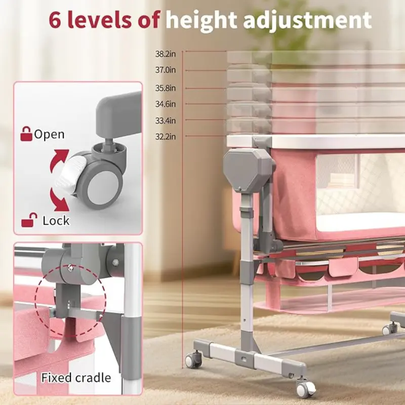 Berceau Électrique Bébé Multifonction avec Balancement Automatique Télécommande et Moustiquaire Rose - kidilo