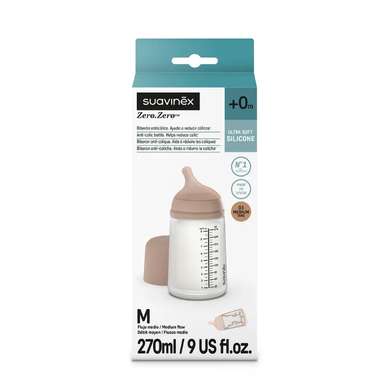 Biberon anti-colique Suavinex ZERO ZERO 270 ml à débit moyen (M)