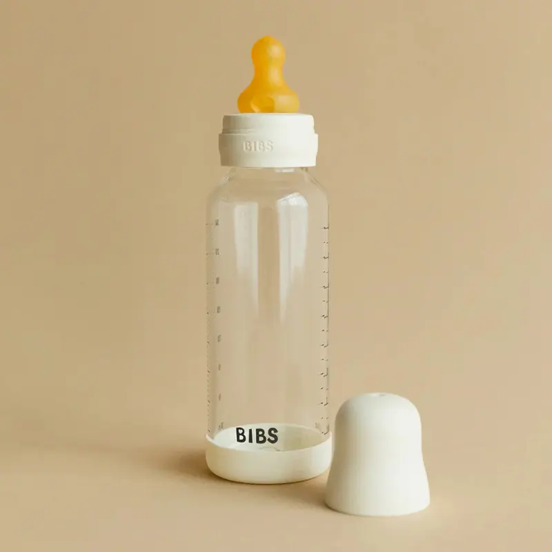 Biberon en Verre 120ml avec Tétine en Latex Débit lent – BIBS - Baby Blue