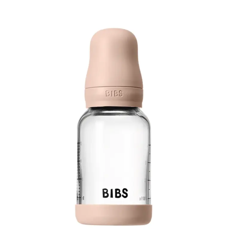 Biberon en Verre 120ml avec Tétine en Latex Débit lent – BIBS - Blush