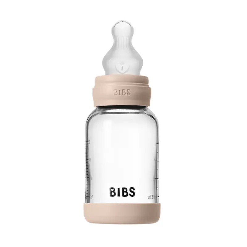Biberon en Verre 120ml avec Tétine en Silicone Débit Lent - Blush
