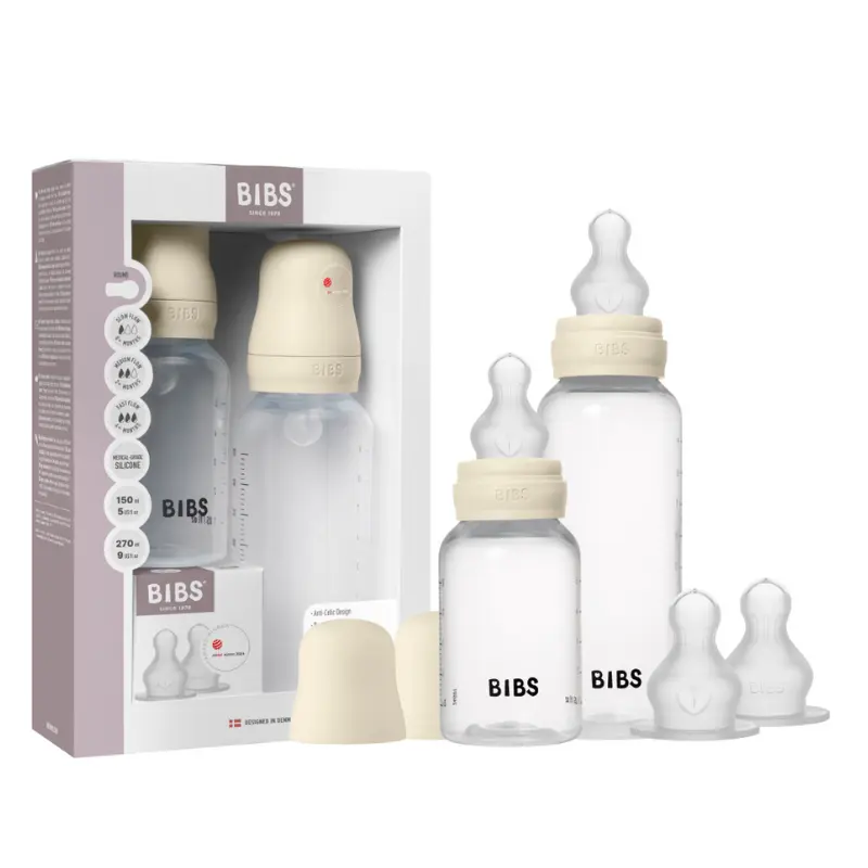 Biberon Grow and Flow rond en silicone 150 ml - 270 ml Ivoire - BIBS