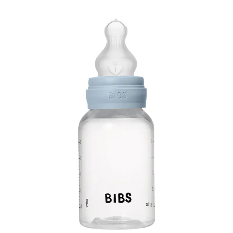 Biberon rond en silicone, 150 ml, débit lent, bleu clair, lot de 1