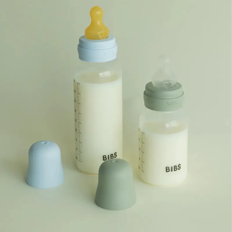 Biberon rond en silicone, 150 ml, débit lent, bleu clair, lot de 1