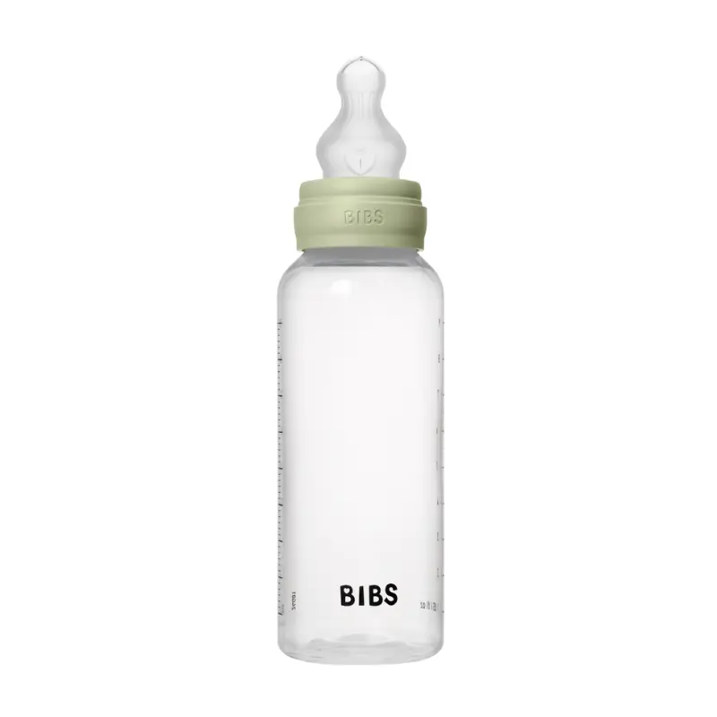 Biberon rond en silicone, 270 ml, débit moyen, couleur sauge - BIBS