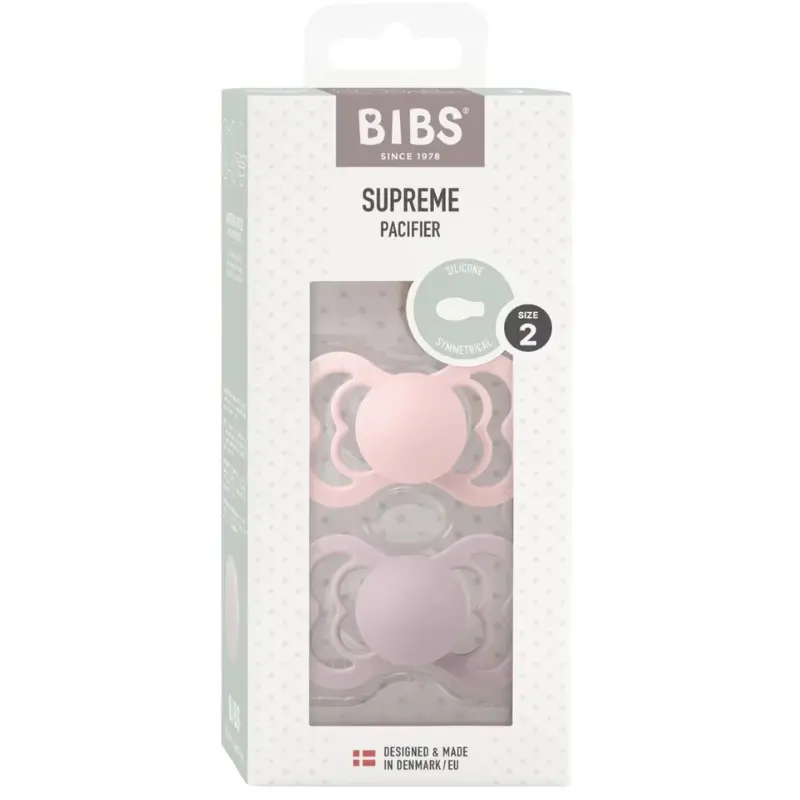 xx Bibs Lot de 2 Sucettes Supreme Symétrique Silicone Blossom / Dusky Lilac