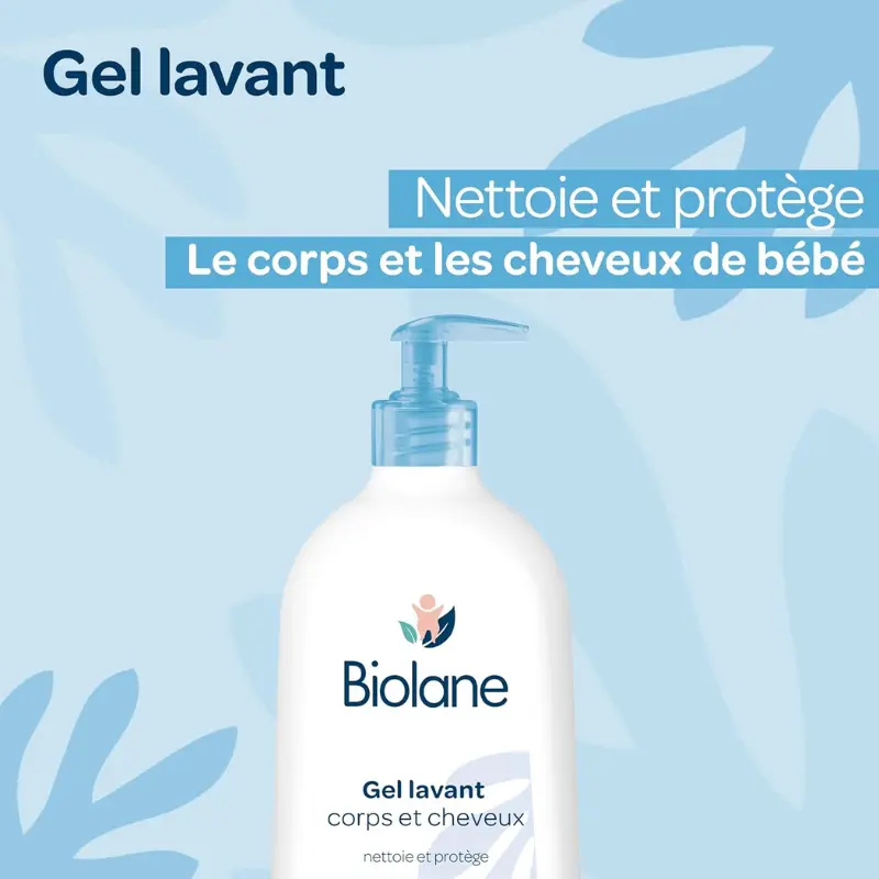 Biolane Gel Douche Bébé Corps et Cheveux 2 en 1 350ml Doux, Naturel et Peau Sensible