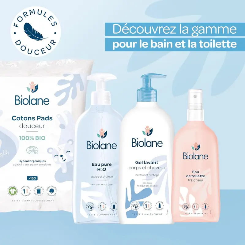 Biolane Gel Douche Bébé Corps et Cheveux 2 en 1 350ml Doux, Naturel et Peau Sensible
