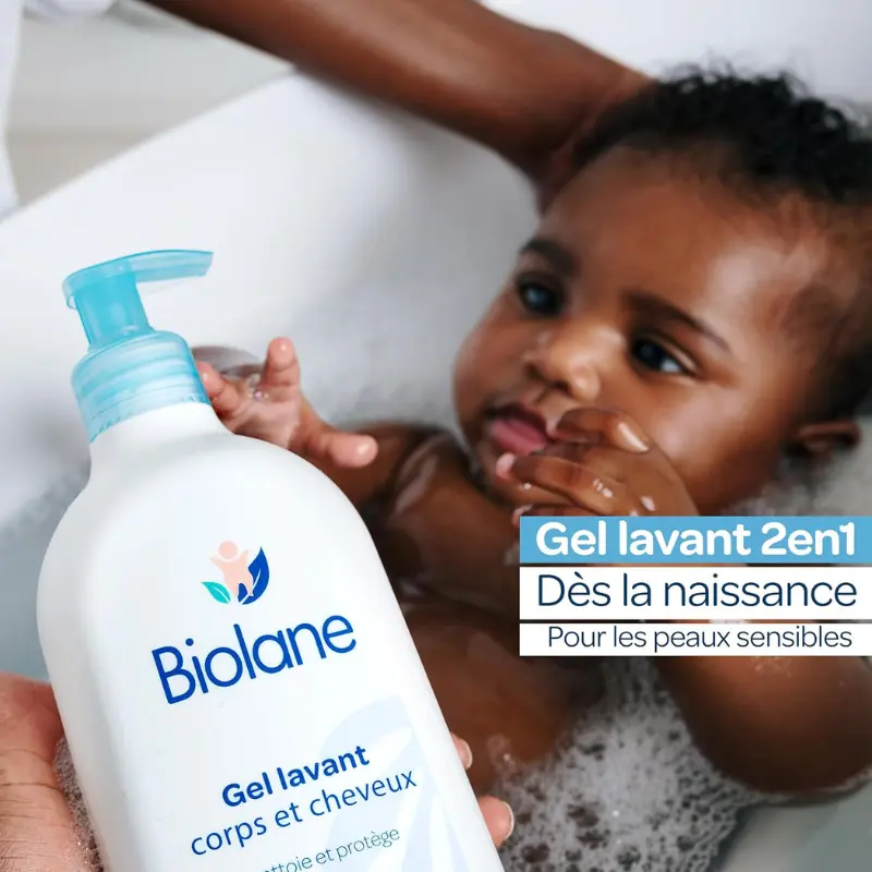BIOLANE Gel Douche Bébé Corps et Cheveux 2 en 1 750 ml 97% d’origine naturelle Doux pour les peaux sensibles