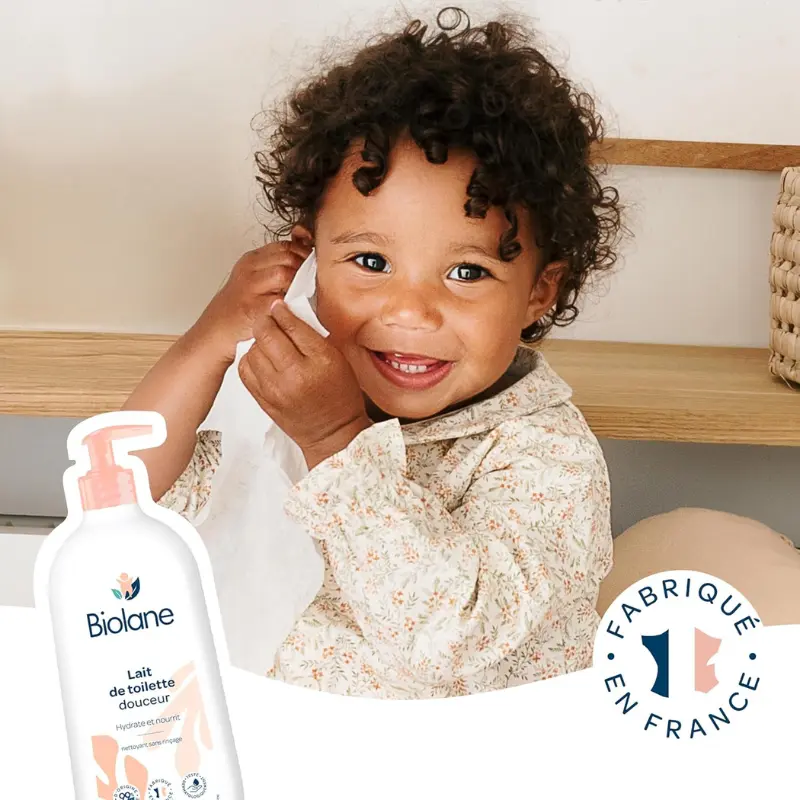 BIOLANE Lait de Toilette Bébé 750ml Nettoyage Doux Sans Rinçage, Visage, Corps et Siège