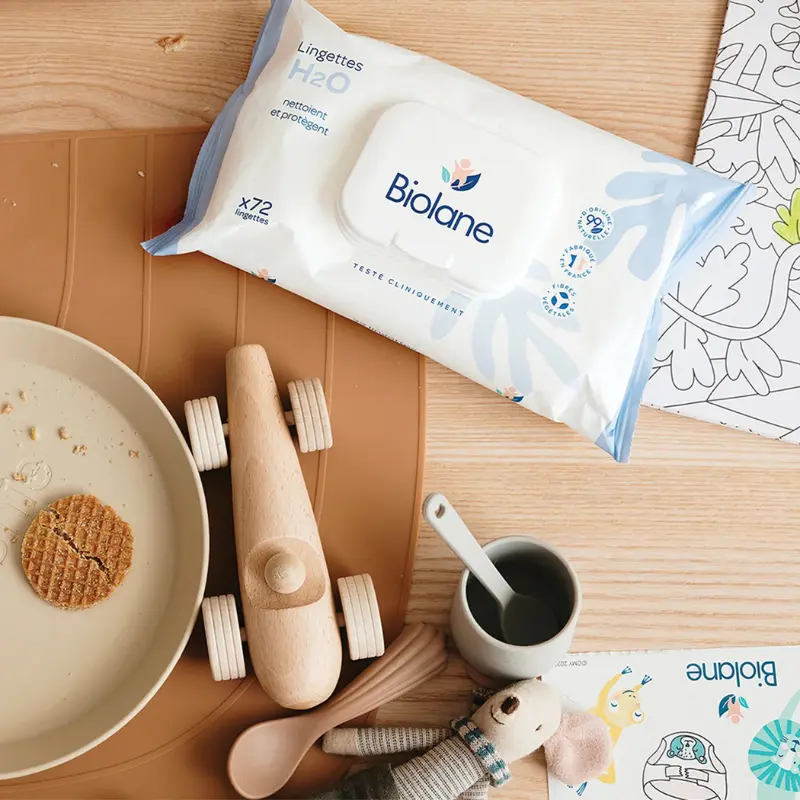 Biolane Lingettes Épaisses H2O Bébé Nettoyage Doux et Naturel pour Peau Sensible