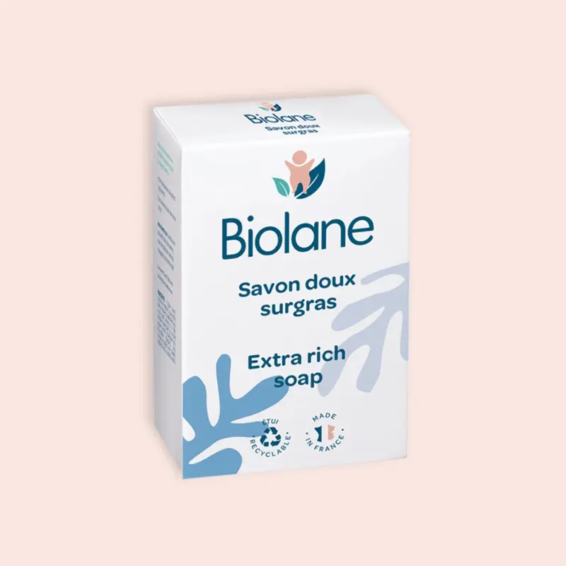 Biolane Savon Doux Surgras 150g Nettoyant Naturel Peau Sensible Bébé et Enfant