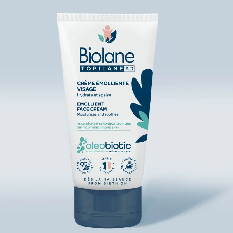 BIOLANE Topilane AD Crème Émolliente Visage 50ml Peaux Très Sèches et à Tendance Atopique