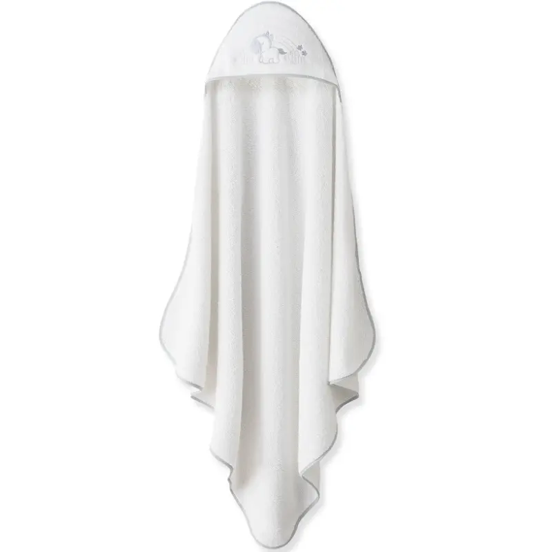 Cape de bain 1x1  motif licorne et nuages ​​+ bavoir blanc gris
