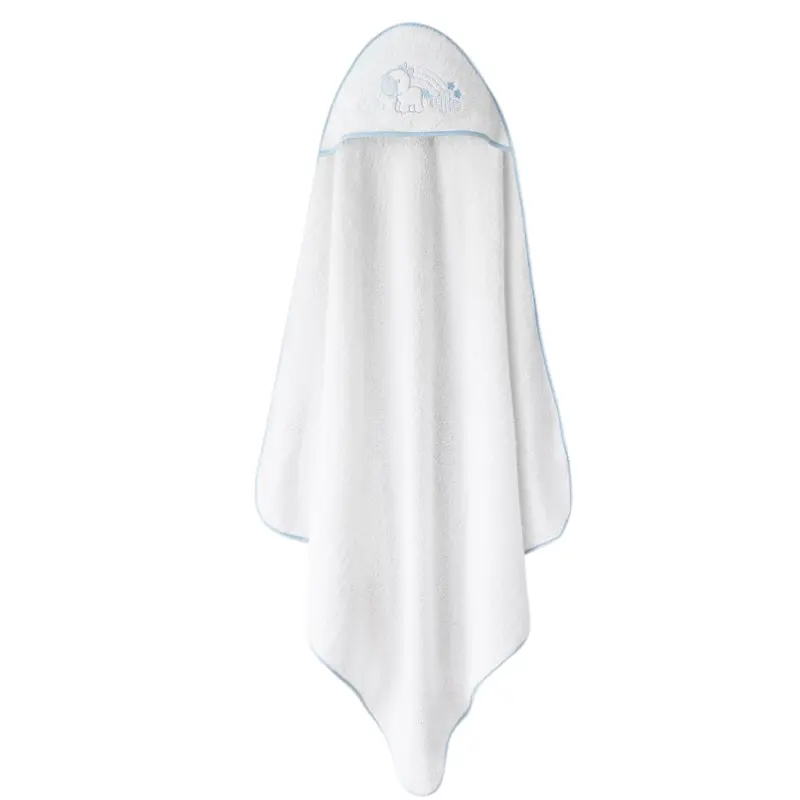 Cape de bain 1x1 motif licorne et nuages ​​+ bavoir blanc/bleu