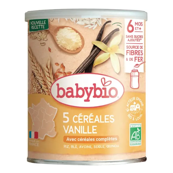 xx Céréales bébé dès 6 mois 5 céréales Vanille babybio