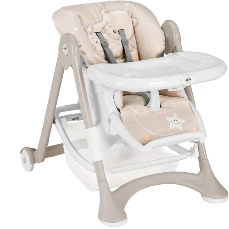 Chaise Haute Bébé Confortable et Réglable avec Plateau Amovible – Motif Ourson CAM Baby Bear