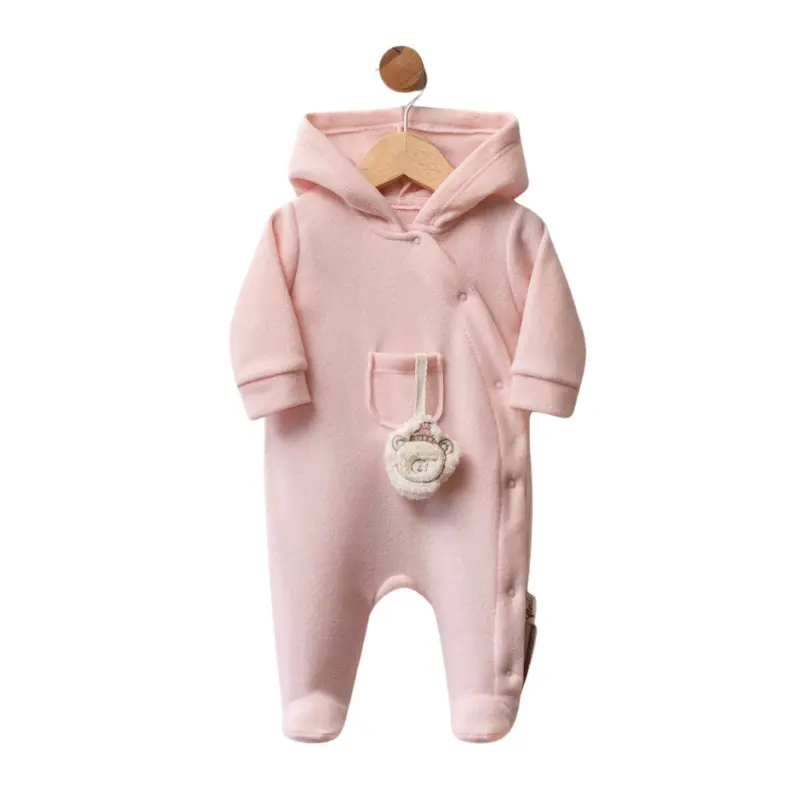 Combinaison polaire bébé avec capuche et petit pompon