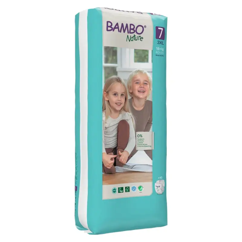 Couches Bambo Nature taille 7 (18 kg et plus), 40 pièces
