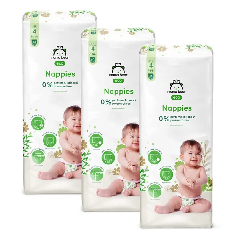 xx Couches Bébé Mama Bear Eco Taille 4 (7-14 kg) – Pack 48 pièces