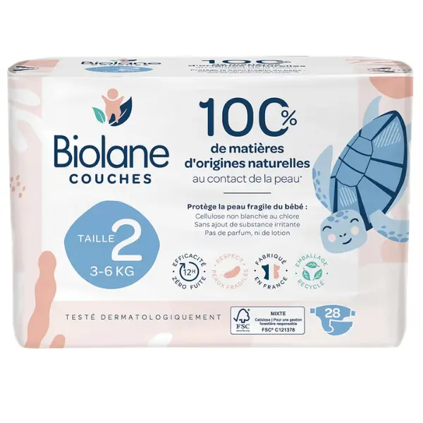xx Couches écologiques Biolane Taille 2
