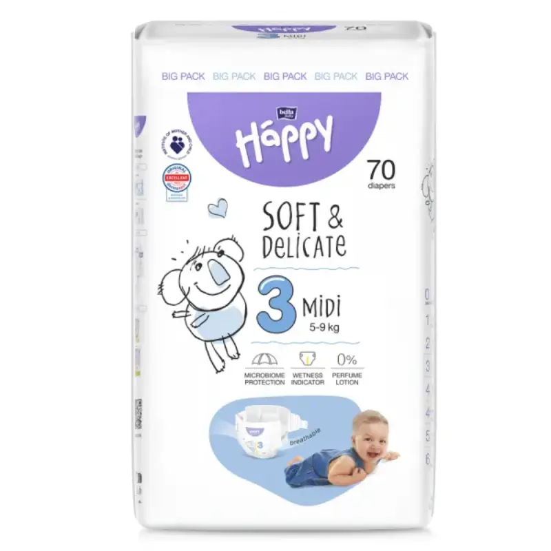xx Couches Happy Taille 3 (5-9kg) 70 unités