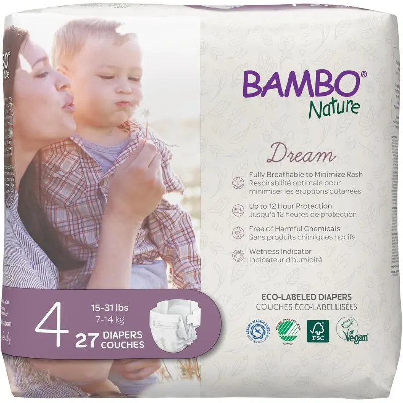 xx Couches Bébé Bambo Nature Dream Taille 4 (7–14 kg) – 27 pièces